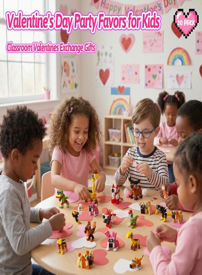 TWERF Valentines Party Favors for Kids- 20 Pack Animals Building Blocks Toy Goody Bags Stuffers Classroom Prizes Easter Basket Birthday Party Favors Valentine's Return Gifts for Boys Girls Age 6-12+ - Image 2